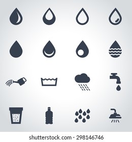 Vector black water icons set.
