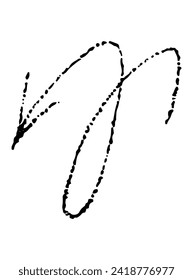 Estilo de doodle de flecha ondulada negra vectorial aislado en fondo blanco. Ilustración dibujada a mano derecha, tatuaje, pegatina para diseño y decoración, puntos negros sobre fondo blanco