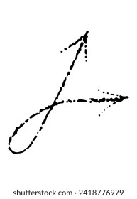 Vektorschwarz-scharfer Pfeil-Doodle-Stil einzeln auf weißem Hintergrund. Rechter Zeiger, handgezeichnet, Tätowierung, Aufkleber für Design und Dekoration, schwarze Punkte auf weißem Hintergrund