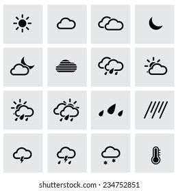 Vector black weather icon set on grey background