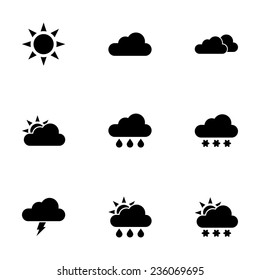 Vector black weather icon set on white background
