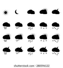 Vector black Weather Icon set on white background