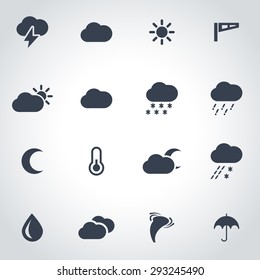 Vector black weather icon set.