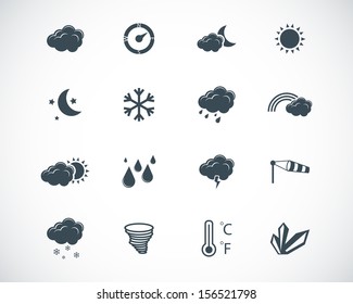 vector black weather icons set