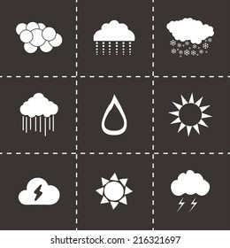 Vector black weather icons set on black background