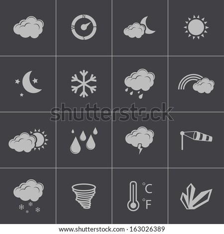 vector black weather icons set
