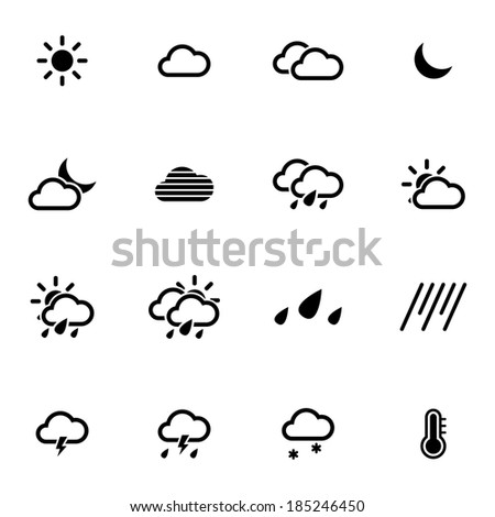 Vector black  weather   icons set on white background