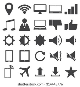 Vector Black Web icons, Business icons and Technology icons on the white, Vector Illustration EPS 10.