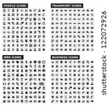 vector black web icons set on gray