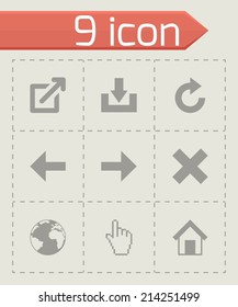 Vector black web icons set on grey background