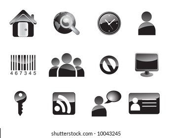 Vector black website and internet icons