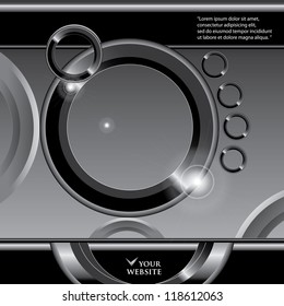 Vector Black Website Template, vector abstract circle background.