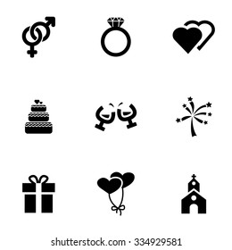 Vector black wedding icon set.