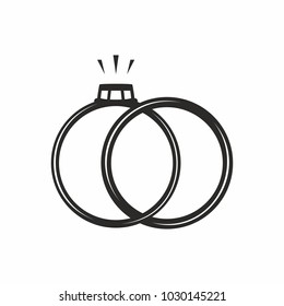 Vector black wedding rings icon on white background