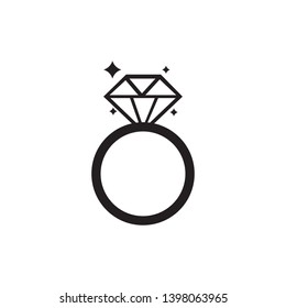 Vector black wedding rings icon on white background - Vector 