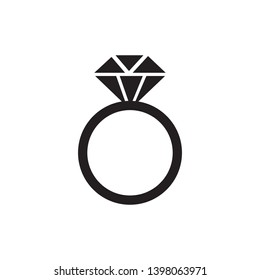 Vector black wedding rings icon on white background - Vector 