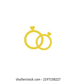 Vector black wedding rings icon on white background