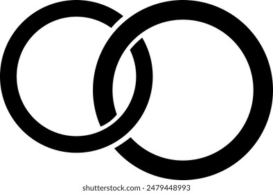 Vector negro anillos de boda icono sobre fondo blanco
