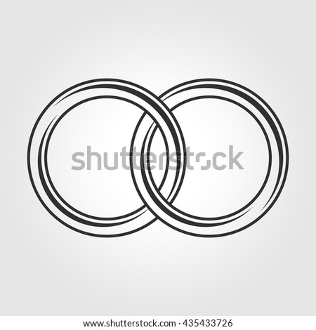 Vector black wedding rings icon on white background.
