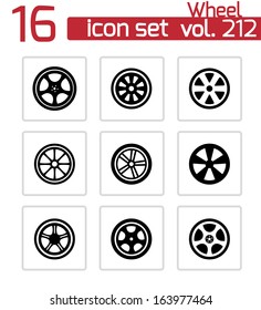 Vector black wheel disks icons set