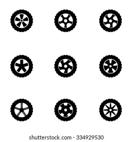 Vector Black Wheel Icon Set