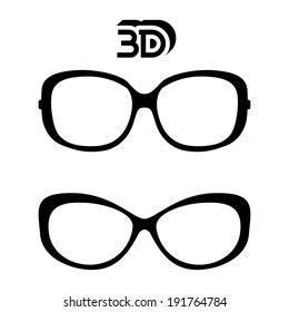 Vector Black And White 3D Glasses Icon Isolated