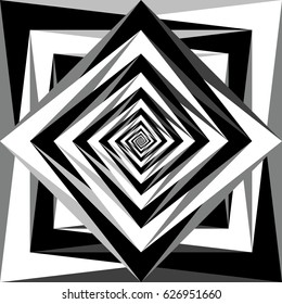 Vector black and white abstract background with spirally, vortex effect. Abstract backdrop spiraling inwards. Eps 10