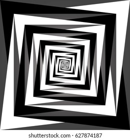 Vector black and white abstract background with spirally, vortex effect. Abstract backdrop spiraling inwards. Eps 10