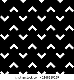 Vector. Black and white abstract ethnic seamless pattern. Background of angle brackets. Mosaic. Design of packaging paper, textile printing, web design, cover, advertising and typographic products.