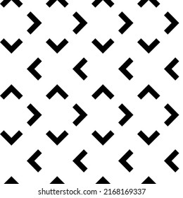 Vector. Black and white abstract ethnic seamless pattern. Background of angle brackets. Mosaic. Design of packaging paper, textile printing, web design, cover, advertising and typographic products.