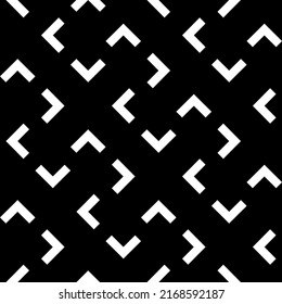 Vector. Black and white abstract ethnic seamless pattern. Background of angle brackets. Mosaic. Design of packaging paper, textile printing, web design, cover, advertising and typographic products.