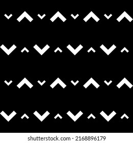 Vector. Black and white abstract ethnic seamless pattern. Background of angle brackets. Mosaic. Design of packaging paper, textile printing, web design, cover, advertising and typographic products.