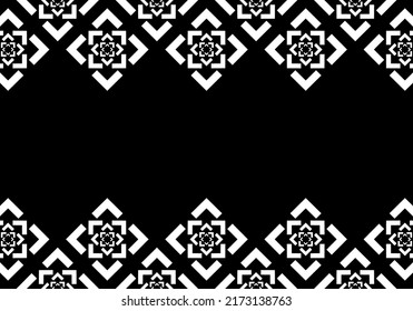 Vector. Black and white abstract ethnic background. Pattern of angle brackets. Frame with copy space for text. Background design for advertising and typographic products.