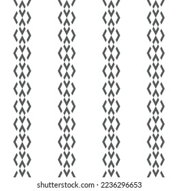 Vector. Black and white abstract ethnic seamless pattern. Background of angle brackets. Mosaic. Design of packaging paper, textile printing, web design, cover, advertising and typographic products.