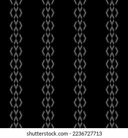 Vector. Black and white abstract ethnic seamless pattern. Background of angle brackets. Mosaic. Design of packaging paper, textile printing, web design, cover, advertising and typographic products.