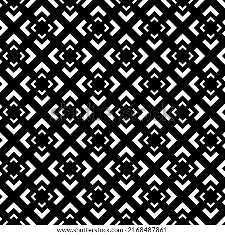 Vector. Black and white abstract ethnic seamless pattern. Background of angle brackets. Mosaic. Design of packaging paper, textile printing, web design, cover, advertising and typographic products.