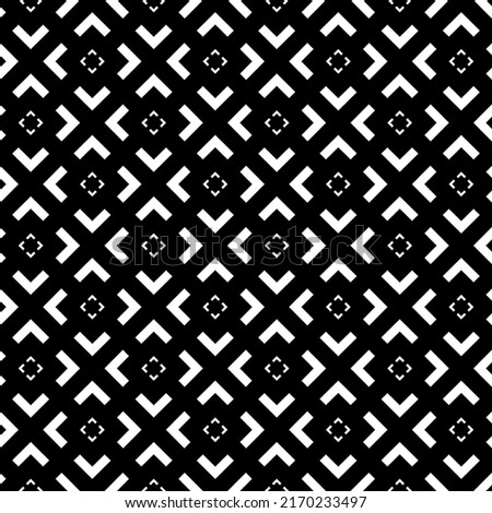 Vector. Black and white abstract ethnic seamless pattern. Background of angle brackets. Mosaic. Design of packaging paper, textile printing, web design, cover, advertising and typographic products.