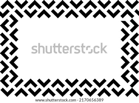 Vector. Black and white abstract ethnic background. Pattern of angle brackets. Frame with copy space for text. Background design for advertising and typographic products.