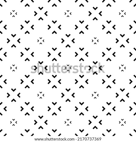 Vector. Black and white abstract ethnic seamless pattern. Background of angle brackets. Mosaic. Design of packaging paper, textile printing, web design, cover, advertising and typographic products.