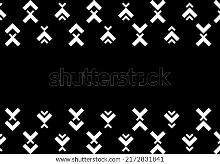 Vector. Black and white abstract ethnic background. Pattern of angle brackets. Frame with copy space for text. Background design for advertising and typographic products.