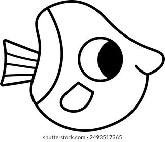 Vector black and white abstract fish icon. Under the sea line illustration or coloring page with cute funny creature. Ocean animal clipart. Cartoon underwater or marine clip art for children
