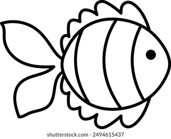 Vector black and white abstract fish icon. Under the sea line illustration or coloring page with cute funny creature. Ocean animal clipart. Cartoon underwater or marine clip art for children 
