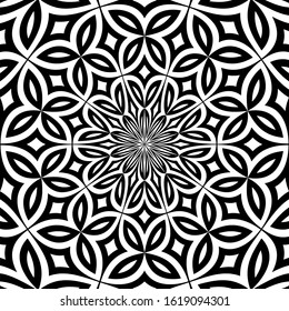 Vector - black and white abstract flower background.Radiating pattern.