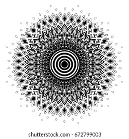 Vector Black and White Abstract Flower Illustration