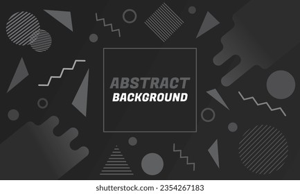 Vector black and white abstract geometric background with triangles, lines, circles, squares. Modern liquid gradient template for social media, web sites, business presentations