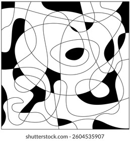 Vector Black and white abstract geometric fluid pattern background