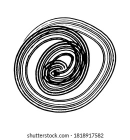 Ilustración abstracta de vectores en blanco y negro. Patrón de círculo geométrico, franjas, manchas, manchas. Aislado sobre fondo blanco.