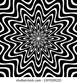 Vector - black and white abstract line wave background.Bursting pattern.Optical illusion.