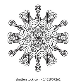 Vector black and white abstract mandala motif