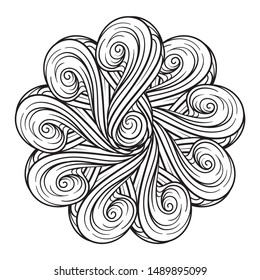Vector black and white abstract mandala motif